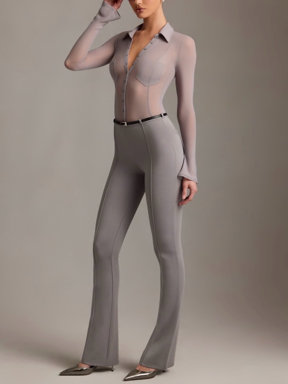 Oh Polly - Brand New Gray Flared Trousers